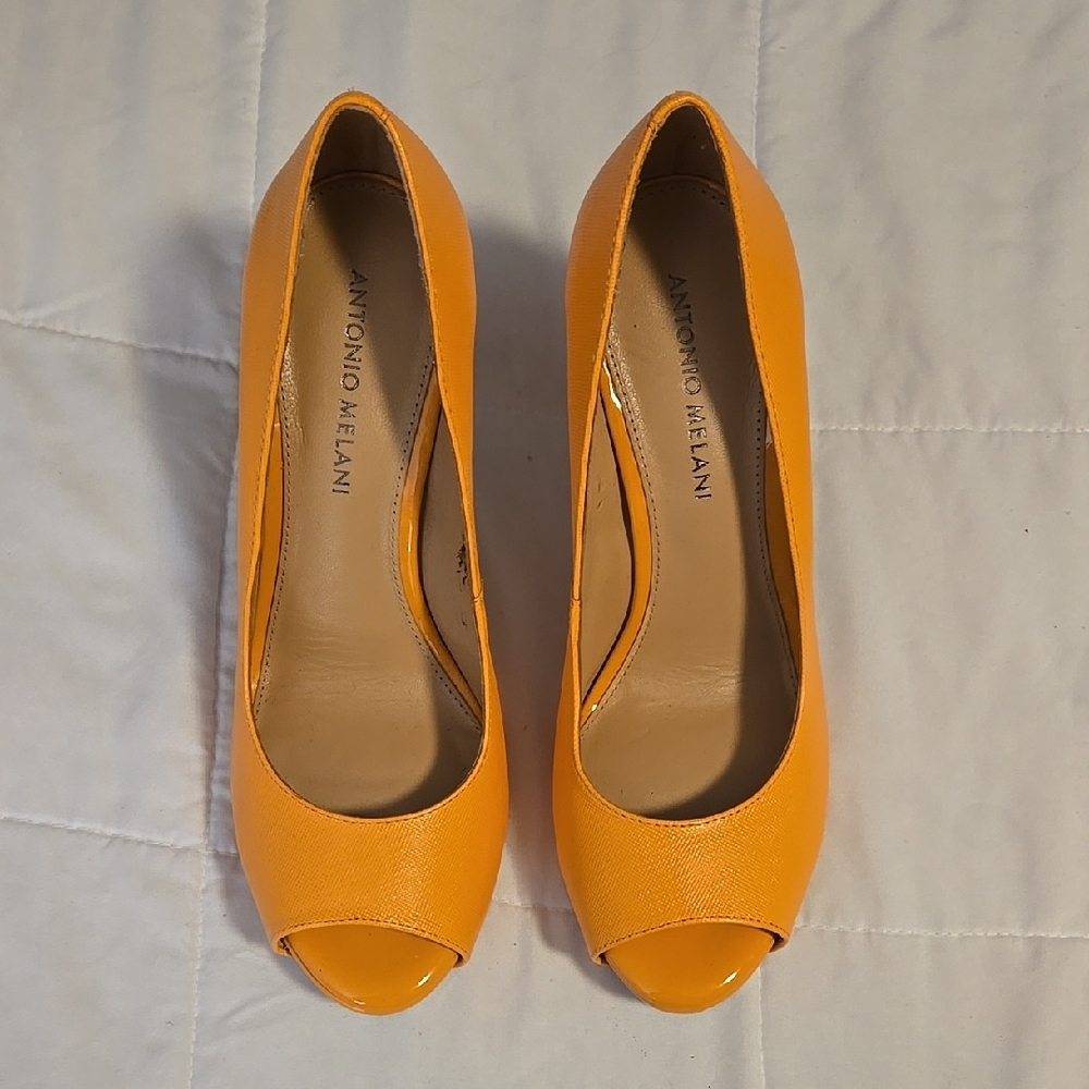 Antonio Melani Women's Orange Peep Toe Heels